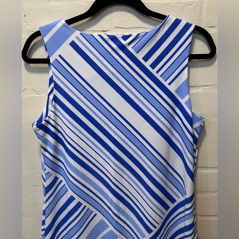 Jude Connally Blue & White Striped Preppy Nautical Sleeveless Shift Dress M - Picture 5 of 6